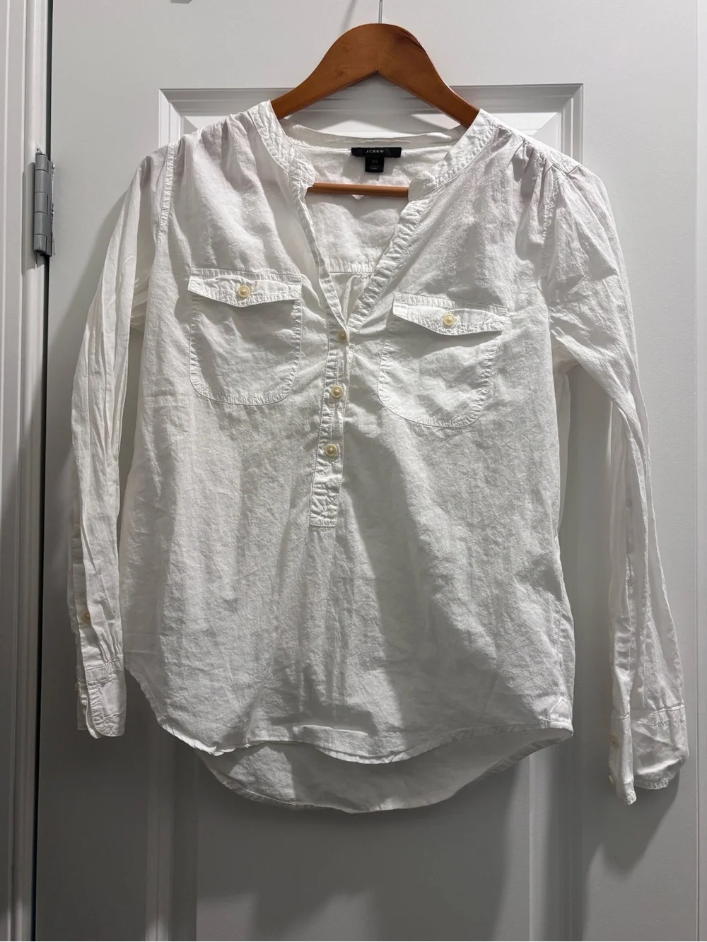 J. Crew White Long-Sleeve Button Down Shirt